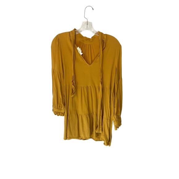 Anthropologie Maeve Yellow Office Work Tie Neck Long Sleeve Blouse Size X-Small - Picture 7 of 10